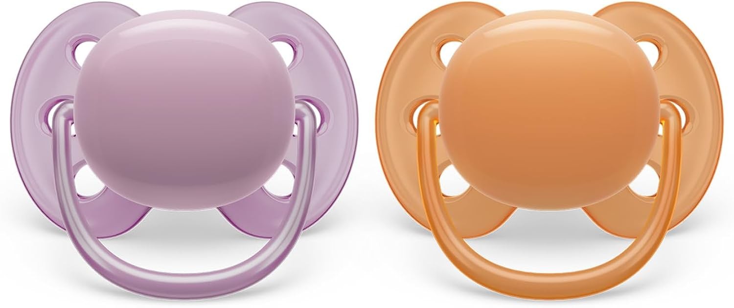 Philips Avent Ultra Soft Baby Soother 6-18 Months 2 Pack-Purple/Orange - Image 3