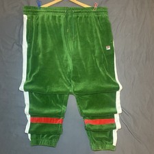 FILA Track Pants Men  s 3XL Velour Green Red Stripe Logo Joggers Retro Style