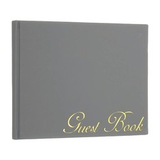Elegant Guestbook, 9"x7" PU Leather Wedding Guest Book, Dark Gray