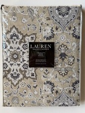 NEW RALPH LAUREN Chambers Medallion Tablecloth 60x84 NWT Sandstone Tan Blue
