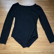 Black Longsleeve Womens Bodysuit Stretchy