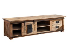 Industrial TV Board Lowboard Sideboard Echtholz Natur Mango 2 Schubladen 180x50