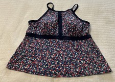 LANDS END DRAPER JAMES Swimsuit Bathing Suit Top Keyhole Tankini size 22W Floral