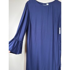 Old Navy Blue Ruffle Bell Sleeve Shift Dress Keyhole Back Size M NEW Modest Chic