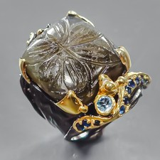 Handmade 28 ct+ Natural Labradorite Ring 925 Sterling Silver Size 7.5 /R440803