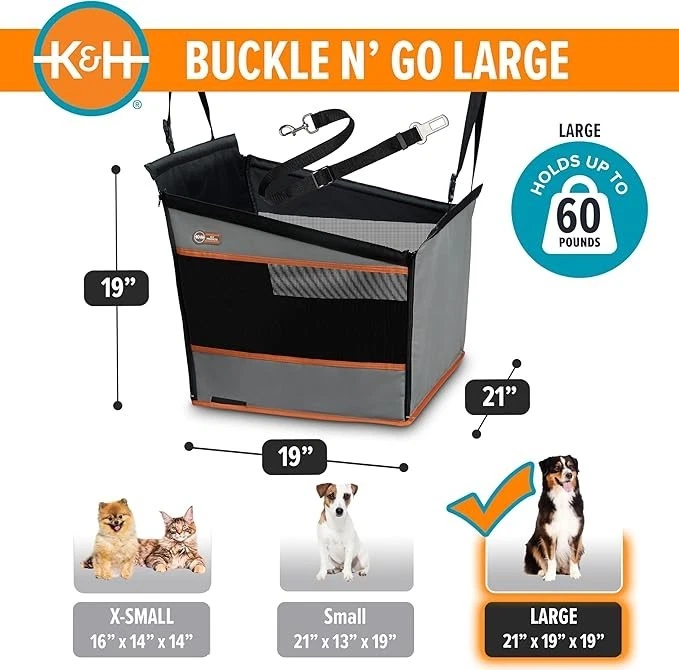 K&H Pet Products Buckle N Go Dog Car Seat for Large Dogs, 21 X 19 X 19in - Image 3 of 4