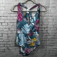 NWT Jantzen TROPIC TEAL WRAP ONE-PIECE Size 10 Swim Suit Teal