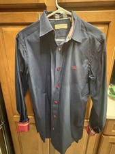 Mens Burberry London Button Down Nova Check Plaid Cotton Shirt Size Medium
