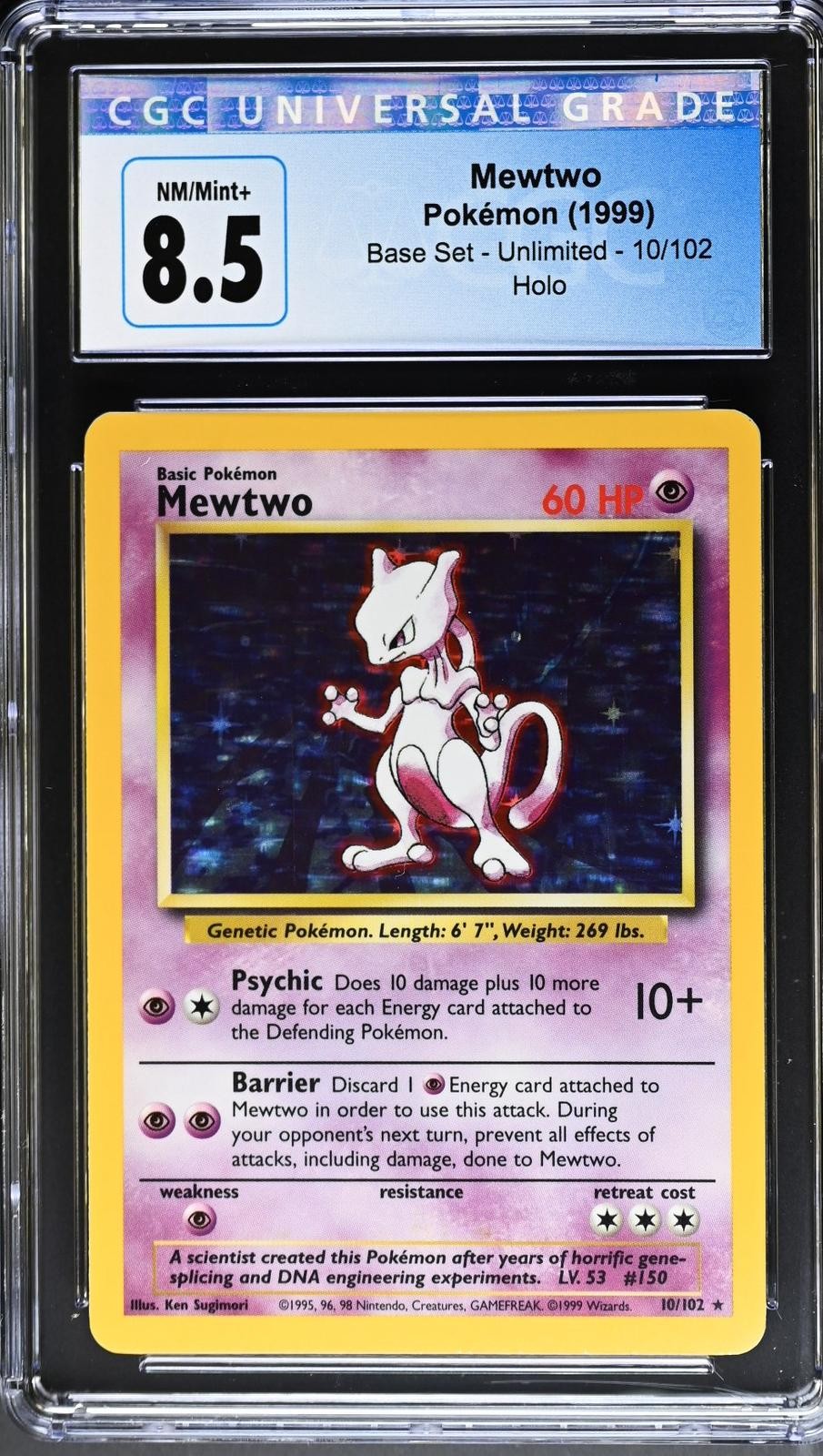 1999 Base Set #10/102 Mewtwo Holo Near Mint or Better