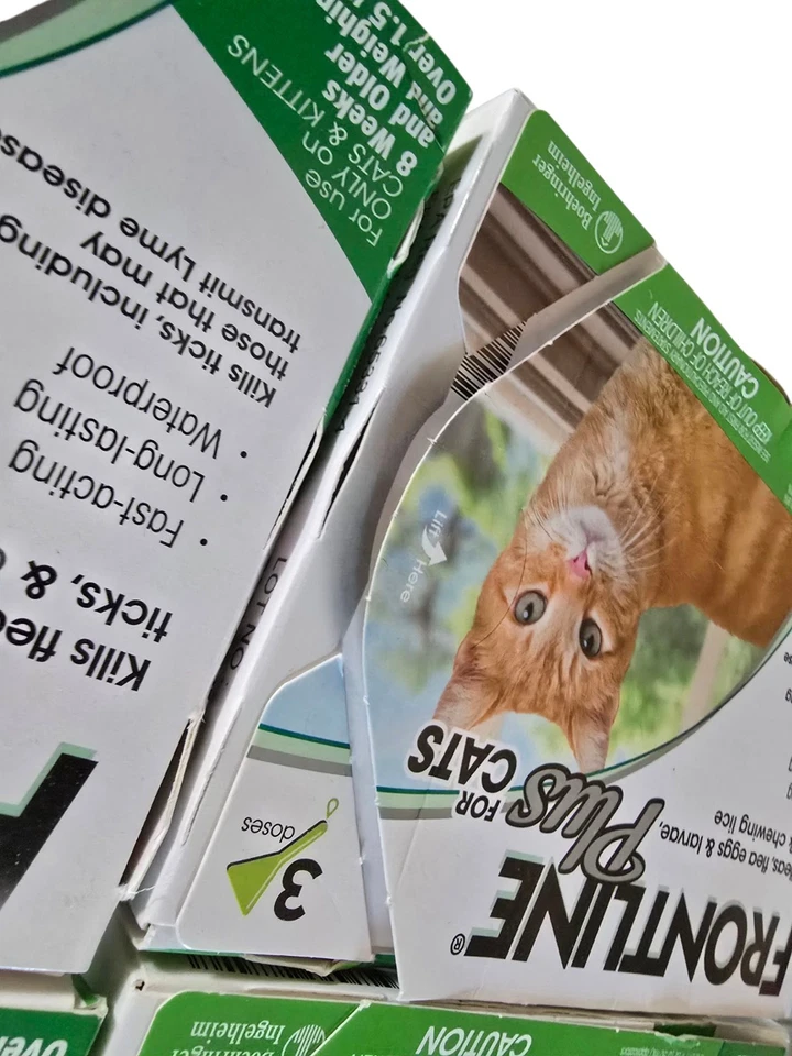  Lot Of 4 Frontline Plus CATS 3 DOSE ea Authentic Flea +Tick Treatment EPA Ok’d - Image 3 of 3