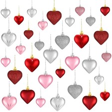30 Pieces Valentines Day Heart Ornaments, Heart Shaped Decorations Tree Hangi...