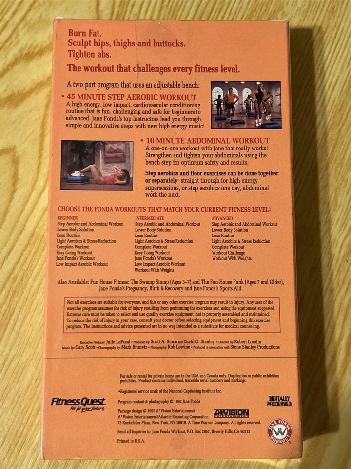 Jane Fonda’s Step Aerobic & Abdominal Workout (1992 1st Release, Sealed VHS) - Image 2 of 2