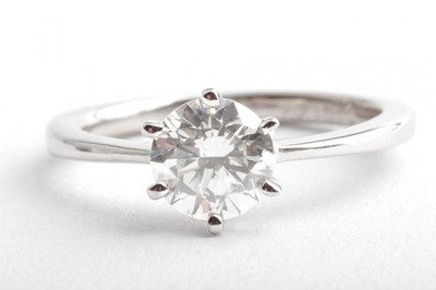 Brillant Diamant Solitär Ring 1,007ct 585 WG DPL Expertise 49 .