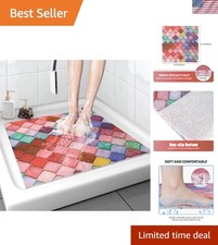 Non Slip Shower Mat 24x24 Inch Square Bath Floor Mat with Drainage Holes