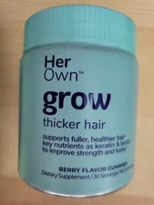 herown Grow Thicker Hair Gummies, 60ct With Biotin, Keratin & Horsetail Exp 4/26