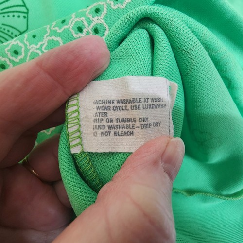 60s 70s Mid MOD Women’s Flowers 1/4 Zip Shirt Blouse Vintage Medium #1456 - Picture 11 of 15
