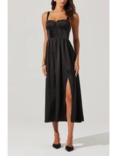 ASTR The Label Bellamy Bustier Midi Dress Black Corset Pleated Size Small