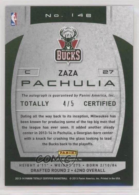 2013-14 Totally Certified Signatures Totally Green /5 Zaza Pachulia #146 Auto - Image 2 of 2