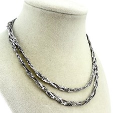 Vintage Napier Retro Braided S-Link Opera Length Silver Tone Chain 30  Necklace