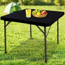 Square Table Cloth Cover, Waterproof Polyester Elastic Fitted Tablecloth,