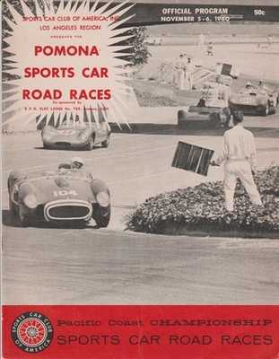 1960 Pomona SCCA Sports Car Racing Program - Very Rare - Free Shipping