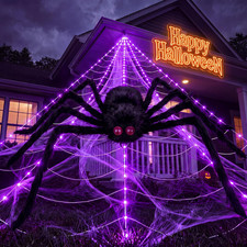 Halloween Decorations Spider Web Lights, 255 LED 16.4Ft Light up Spider Web, Sca