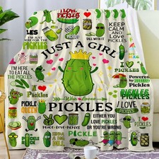 Pickle Blanket Merch Just A Girl Who Loves Pickles Blanket Soft Cozy Flannel ...