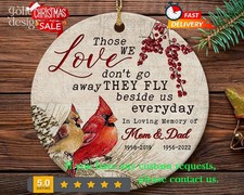 Memorial Ornament For Loss Of Parents, Personalized Red Cardinal Memorial Orn...