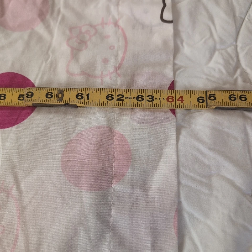 Cortinas de janela Hello Kitty 2 painéis branco com bolinhas rosa quarto infantil 39,5x64 - Imagem 3 de 4