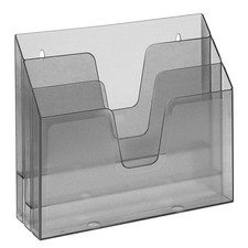 Horizontal Triple File Folder Holder Organizer Office Storage Smoke Color