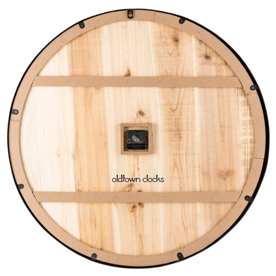 Oldtown Rustic Farmhouse Metal & Solid Wood Noiseless Wall Clock (Wood, 30-inch) - Image 4 of 4