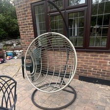 Grey Hanging Egg Chair Swing Outdoor with Metal Stand Adult Swings Metal