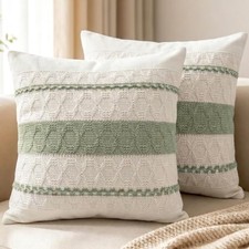 Pillow Covers 18x18, Boho Throw Pillow Covers 18" x 18" Pack of 2 Sage Green
