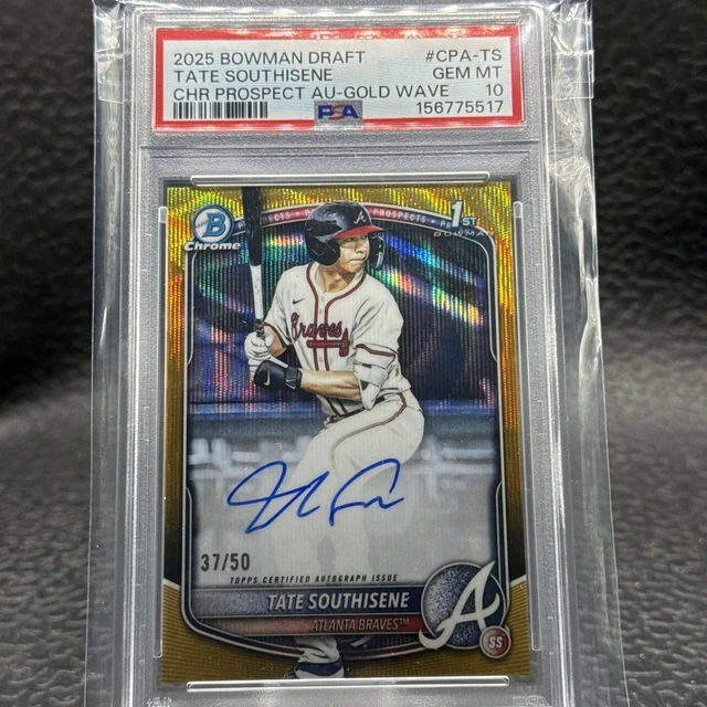 2025 Bowman Chrome Tate Southisene #CPA-TS Gold Wave Auto /50 ATL PROSPECT POP 1