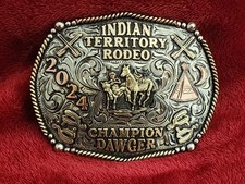 Rodeo 2024 Trophy Buckle Championship BULLDOGGING Indian Territory RARE 109