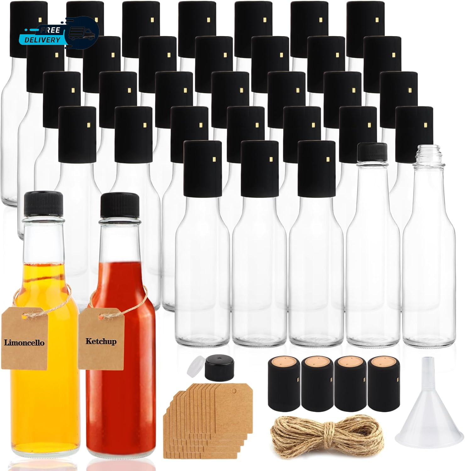 , Clear Glass Woozy Bottles With Leak Proof Black