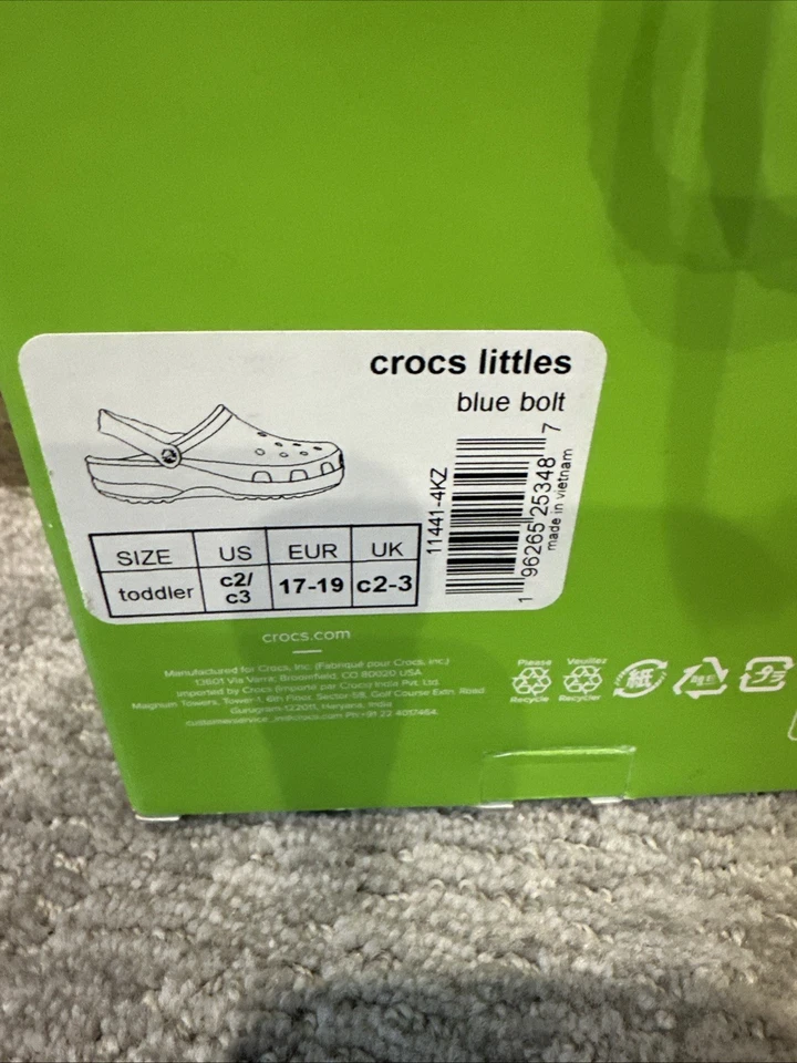 Crocs Littles Clog Toddler Size 2/3 - Blue Bolt New In Gift Box Baby Shoes - Image 4 of 4