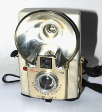 Kodak Brownie StarFlash Camera White W/ Strap. Shutter Works. Flash Untested.