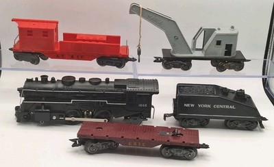 Vtg MARX Steam Work Train Set,  Locomotive 1666 And Cars Only, Smokes, Tested
