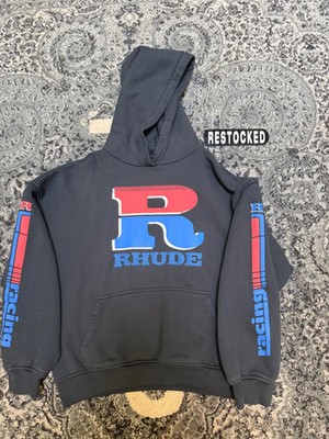 Rhude Split Petrol Logo Hoodie Vintage Black