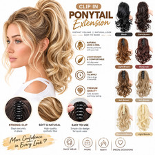 Claw Clip Wavy Ponytail Extensions As Human Pony Tail Long Hair Hairpiece Real