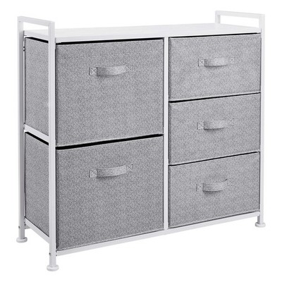 Amazon Basics Bedroom Closet Organizer with 5-Fabric Storage Drawers for Clot...