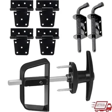 Double Door Shed Hardware Kit W/ Hinges Latches T-Handle Lock Heavy Duty Durable