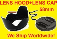 FLOWER LENS HOOD +LENS CAP 58mm to NIKON lens 28-80mm, 50mm f/180, 35mm 55-300mm