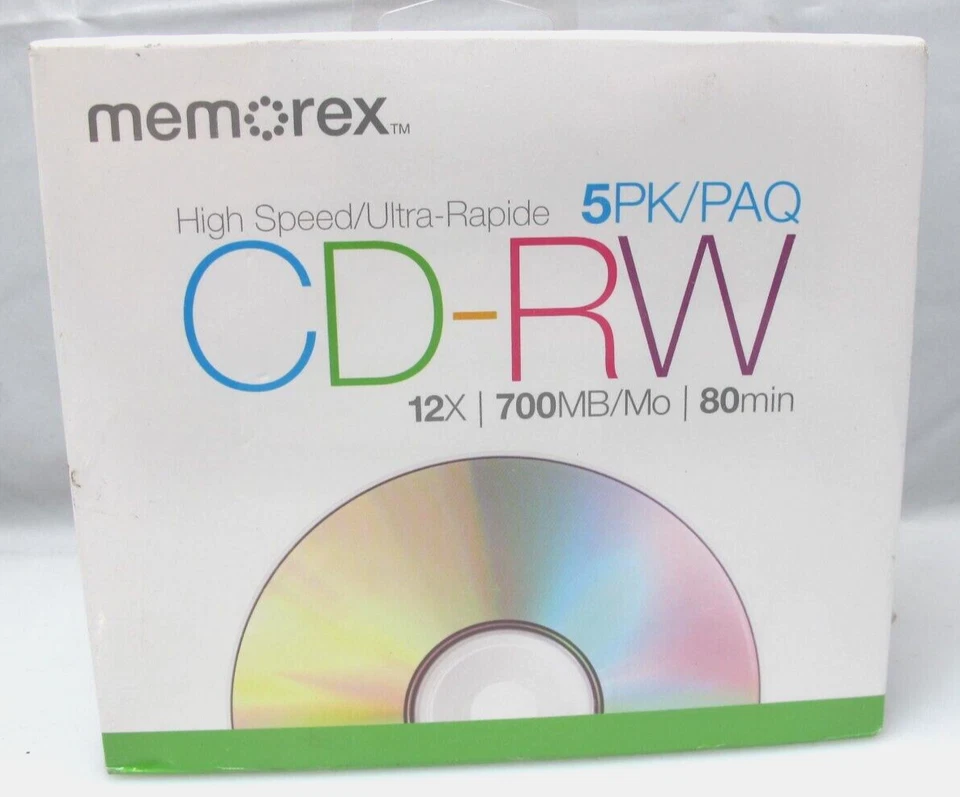 Lot 3 Memorex 5 Pack High Speed CD-RW 12x Data 700MB/M0 80 Minute Music NEW - Image 2 of 3