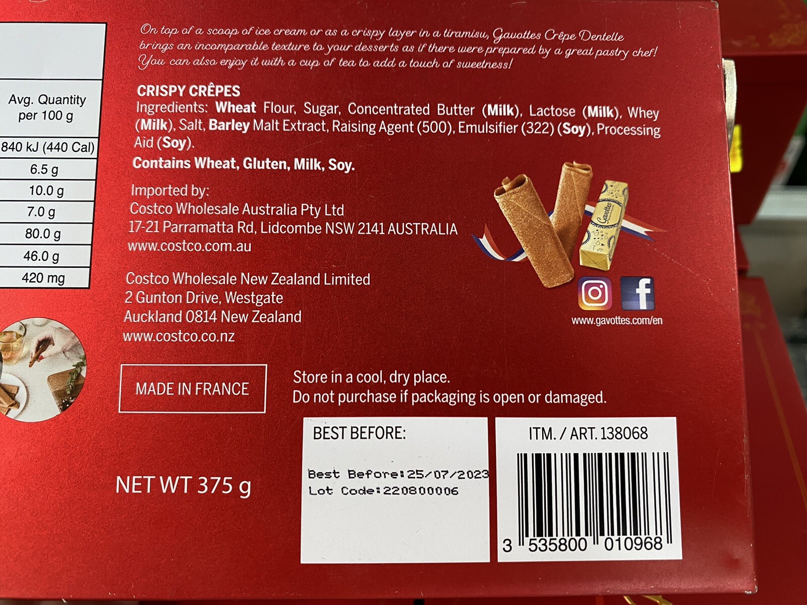 French Gavottes Crispy Crepe Dentelle, Wind up Music Tin Box, No Lids, FreePost eBay