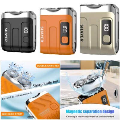 Men Electric Shaver Rechargeable Waterproof Mini Travel Pocket Rotary Razor-R18