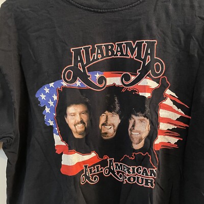Alabama All American Tour Black Concert T-Shirt Mens Large Country Band Folk Tee