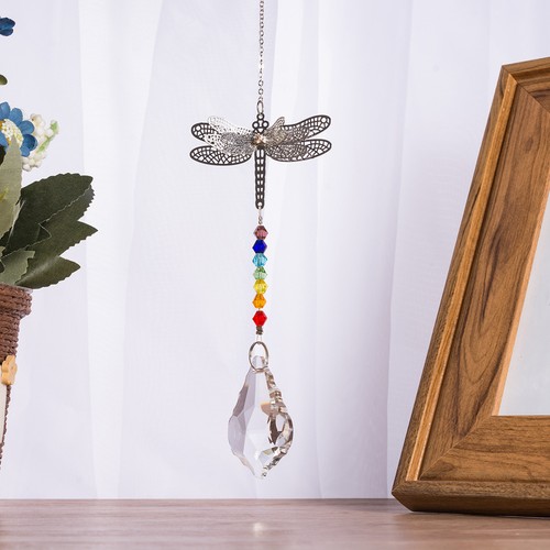 LONGWIN Set 2 Dragonfly Crystal Prisms Suncatcher Handmade Pendant Garden Decor - Picture 7 of 9