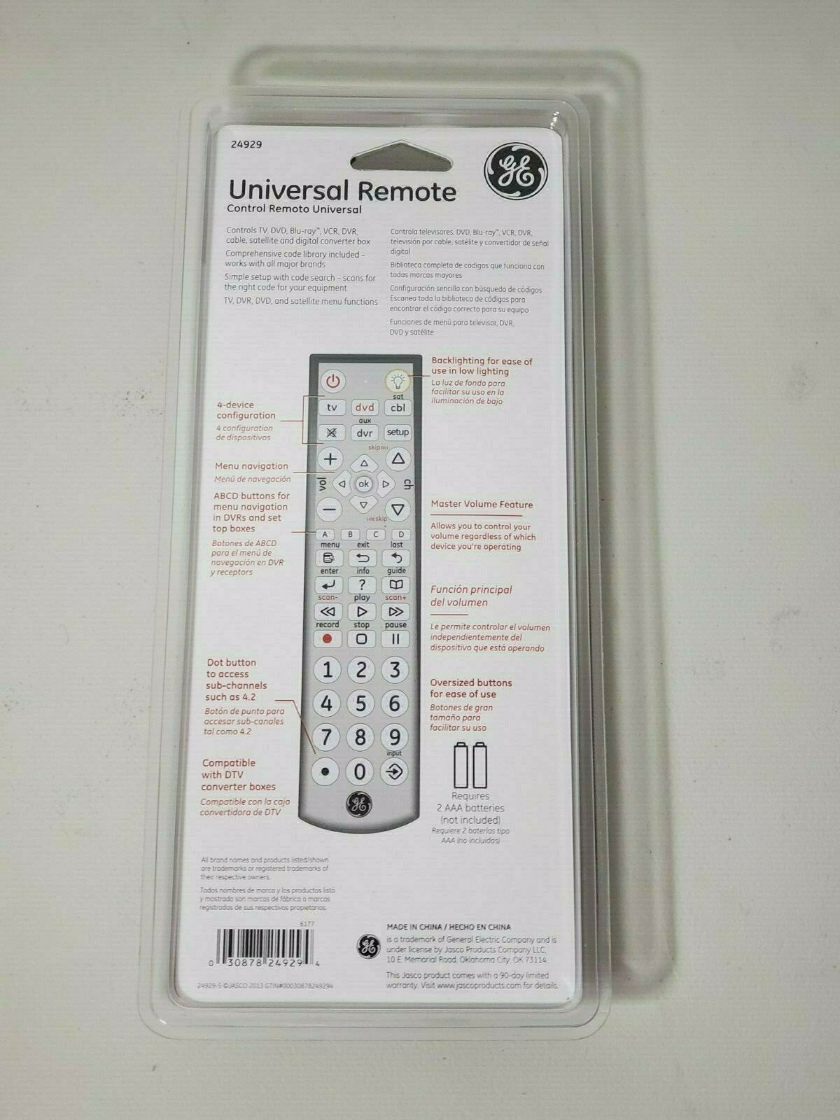 GE 24929 Universal Big Button Remote Control